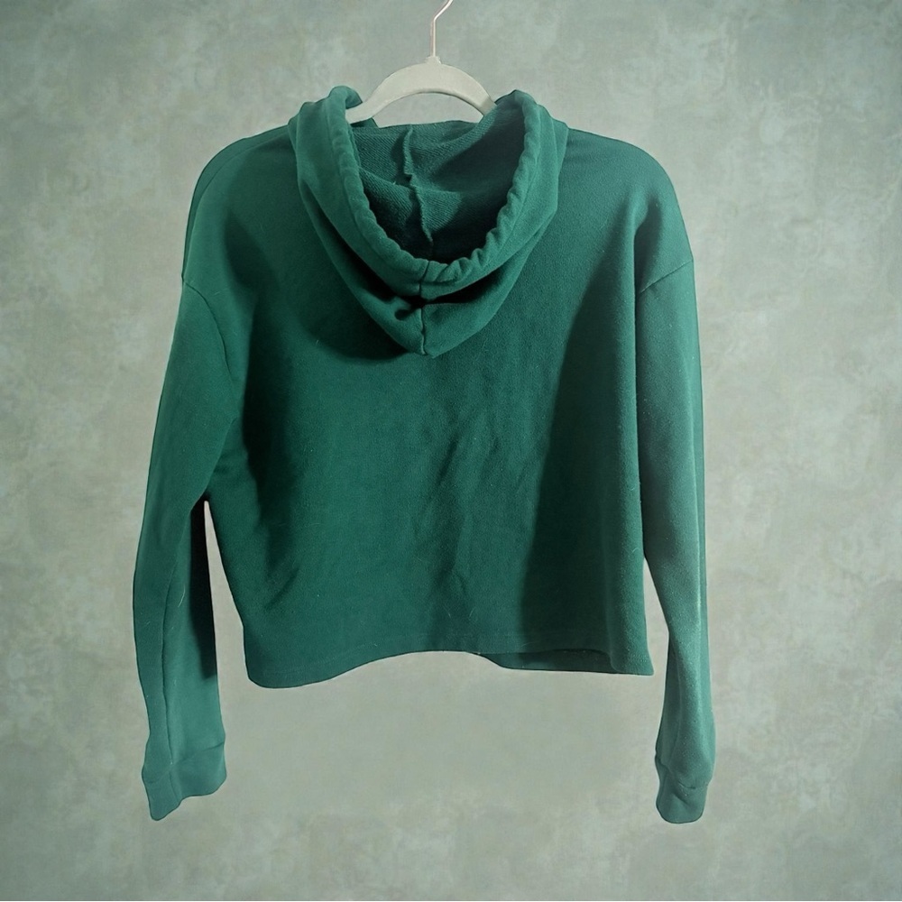 VTG Colorblock Dark Green and Navy Women's Hoodie Cropped 90s Style Sz Small - Picture 3 of 4